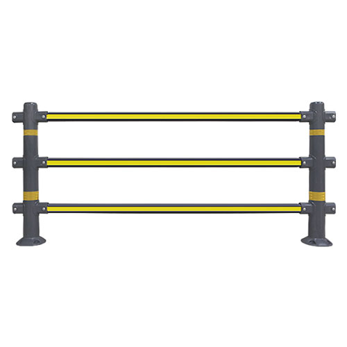 무단횡단금지휀스 가로형(노랑바) (독립형) 지지대2+가로바3