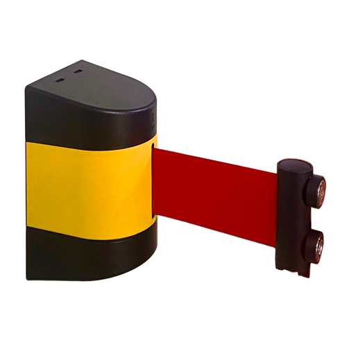 자석형 벽걸이차단벨트 4M*5cm / 검+노(사선)