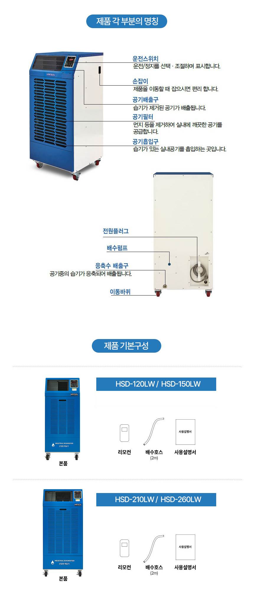 한솔 /  저온형 산업용제습기 150L / HSD-150LW 무료배송