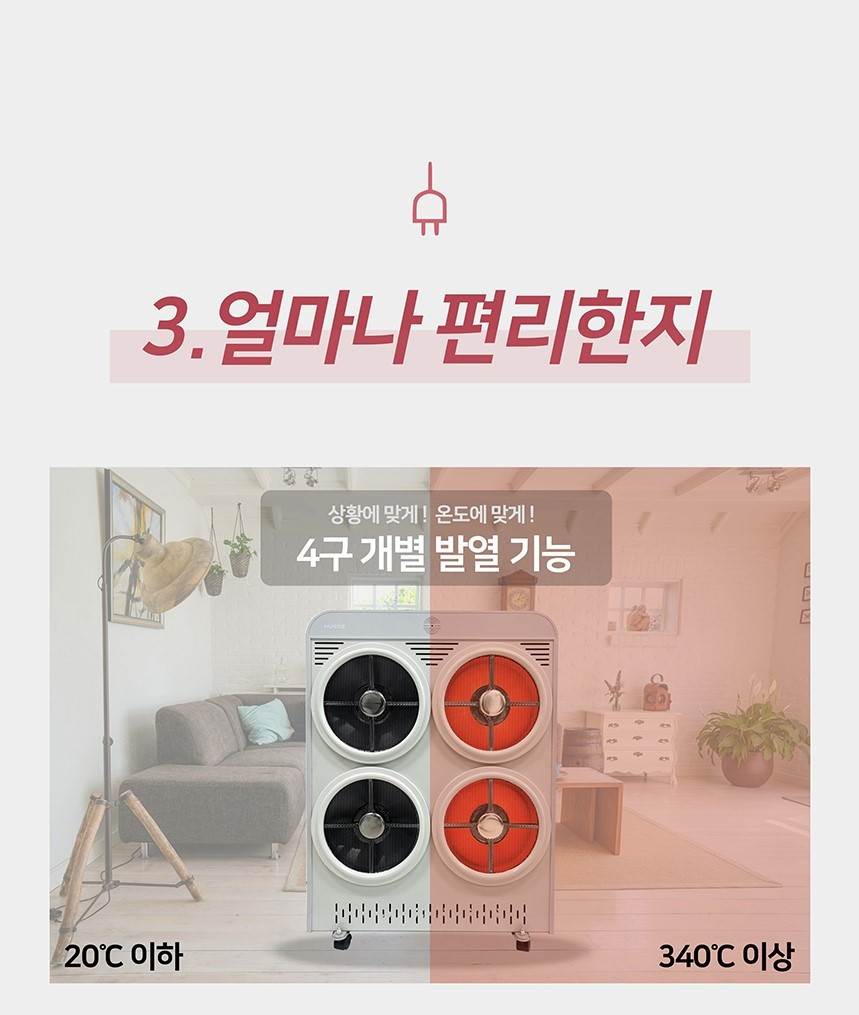 휴고스 하이라이트 4구 전기히터 BHR-H16 노출가준수필수