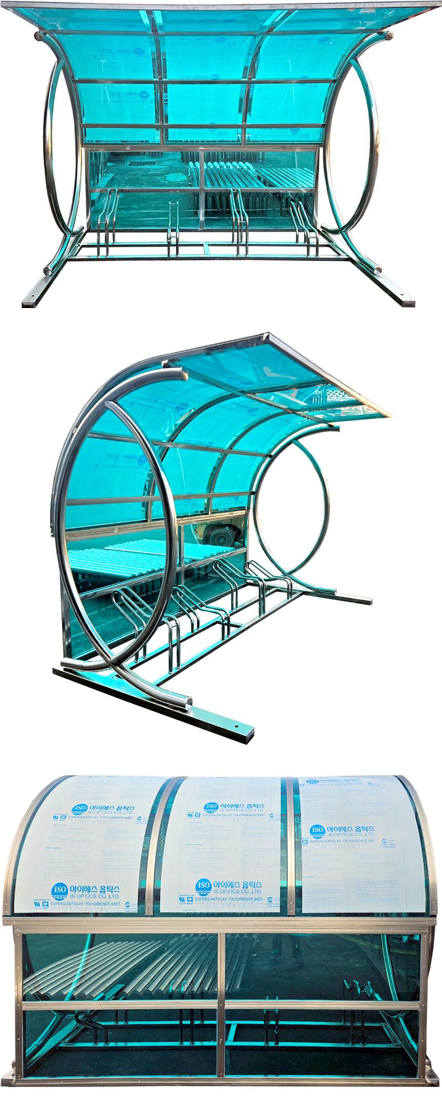 ws13 자전거보관소-렉산 지붕:녹색 / 2M(5대분) 주문제작