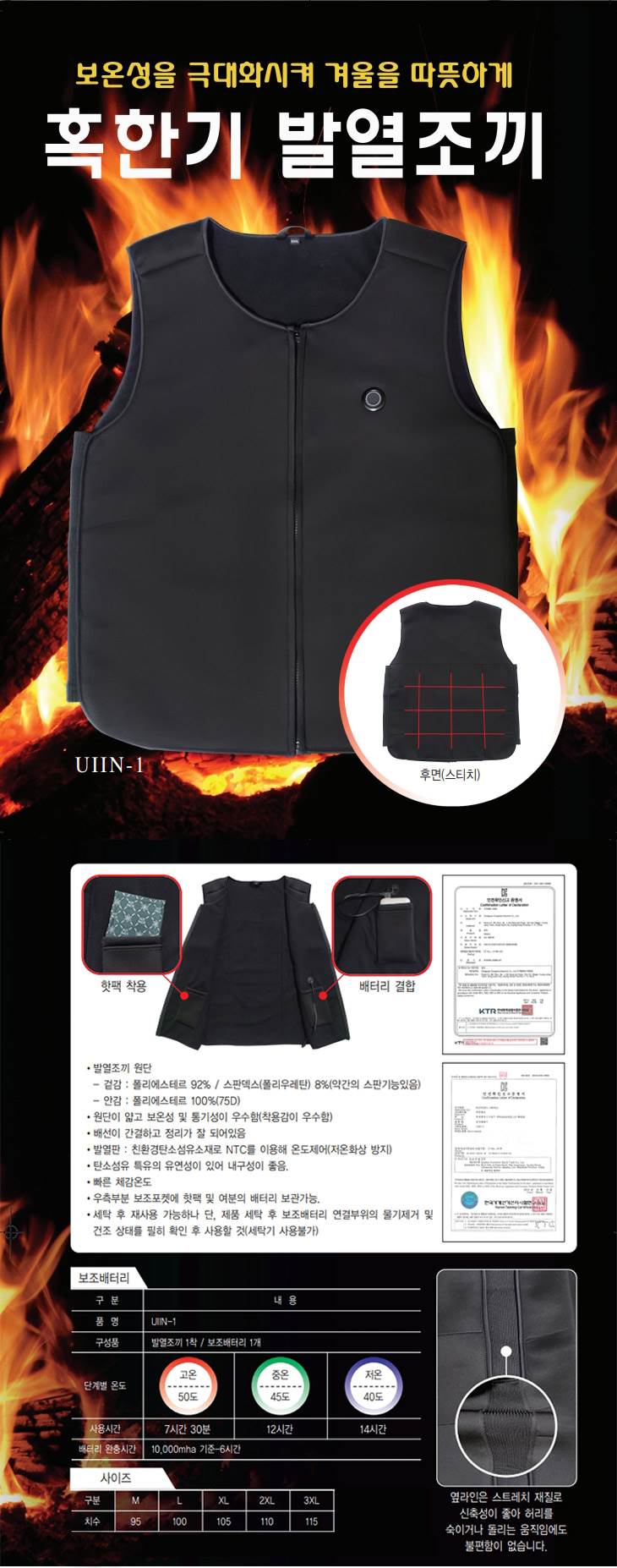 의인테크 발열조끼 110(2XL) 배터리포함