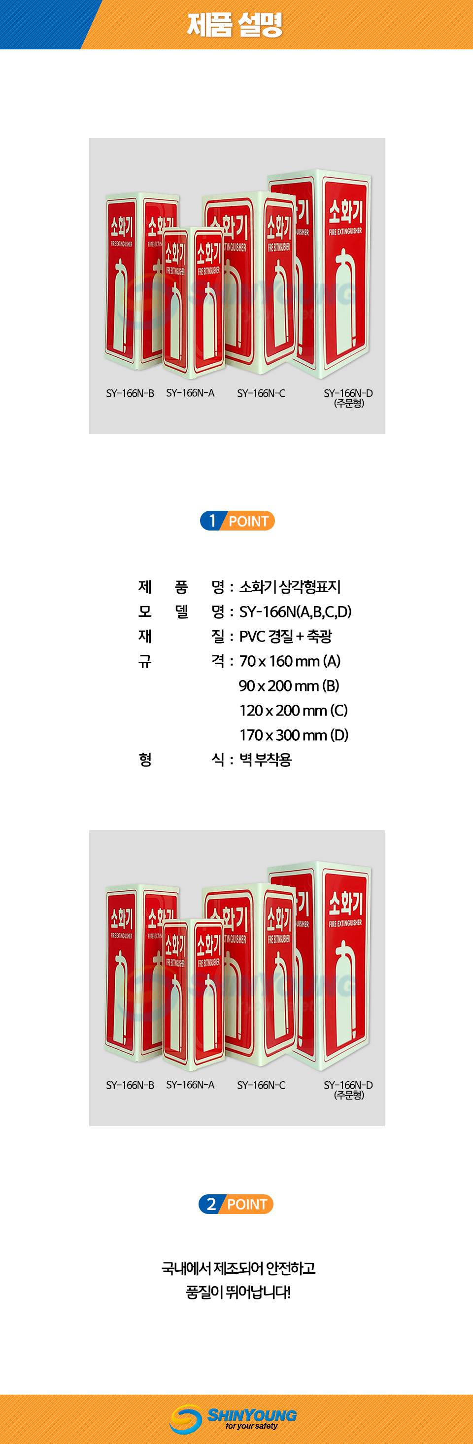 축광 소화기표지-삼각형 SY-166N 70*160