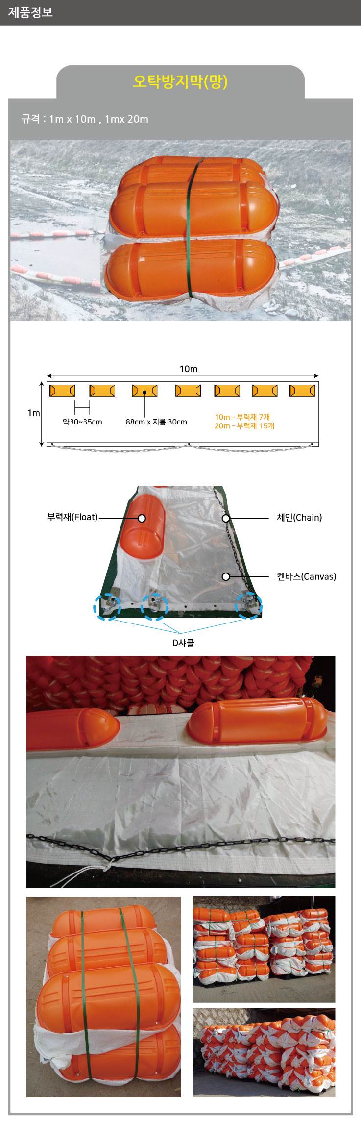 오탁방지막(망) 1m*10m (D샤클 미포함)