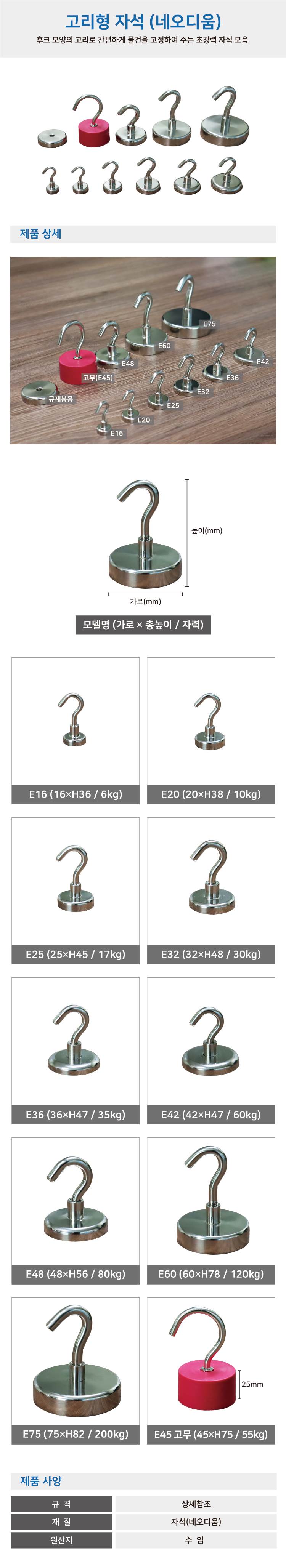 고리형자석(네오디움) E16~E42 E36×H47 (10개입)