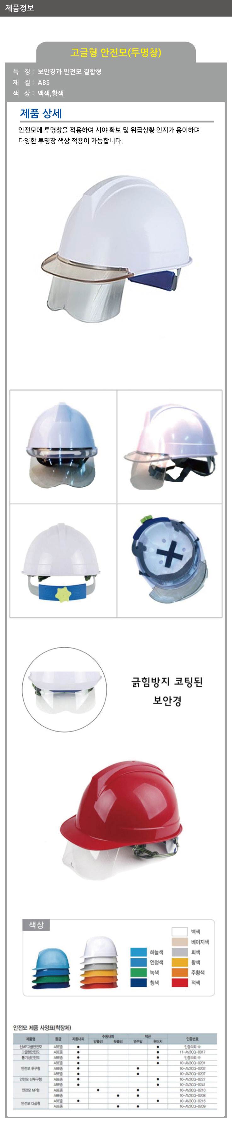 안전모K(고글형) 투명창 백색