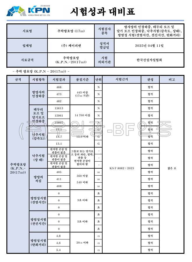 방염안전망(낙하물방지망) *방염KS인증*
									청색 / 1.5M*45M 방염안전망