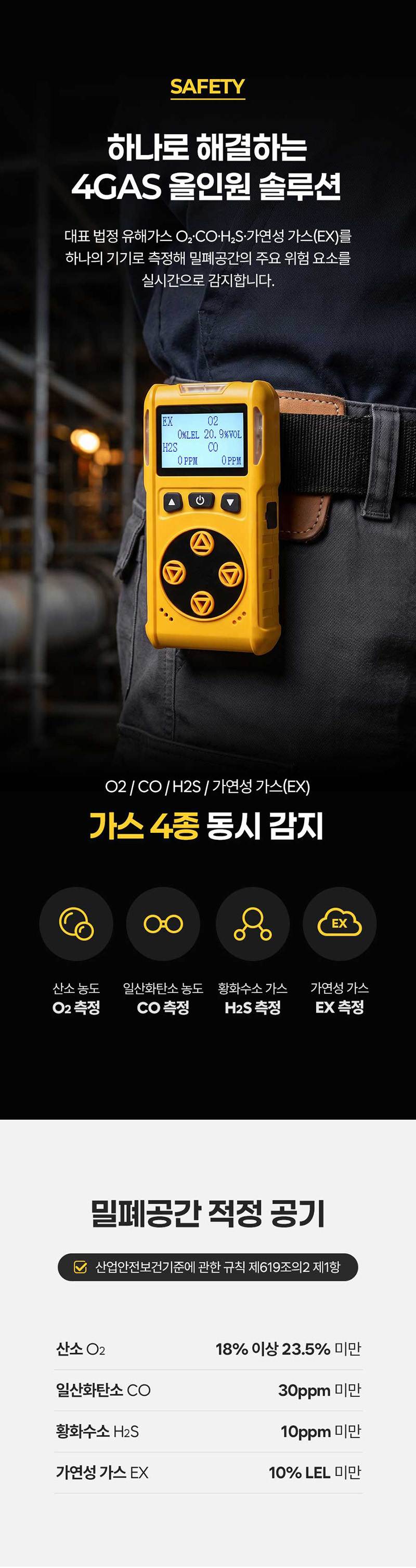 가제트 휴대용 복합가스측정기(4가스) / GD2000 본품